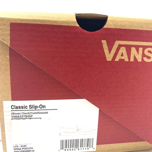 💖MEGA SALE💖VANS Womens Classic Slip On  Casual Check White   Logo VN0A33TB45P - Picture 11 of 12